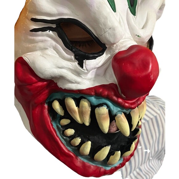 Scary Evil Clown Mask By Seasons Creepy Halloween Latex Costume Horror Cosplay - Picture 3 of 11